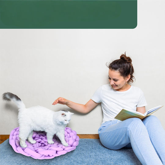 Cat Bed 40x40 Cm Fluffy Woven Wool Anti-stress Pink
