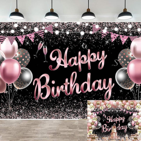 Banner Fundal Fotografic Flippy Canvas 185 X 110 Cm Cu Ata De 6 M În 4 Colțuri Negru Roz