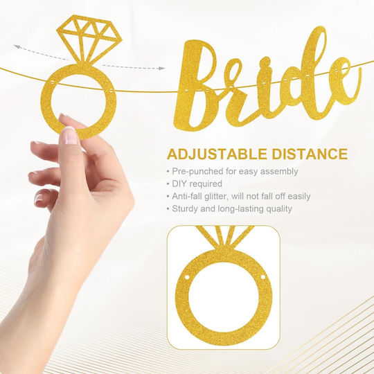 Banner Bride To Be Flippy Dimensiune 30x20 Cm Role De Ață Incluse Temă Nuntă Decorațiuni Pentru Petreceri Auriu