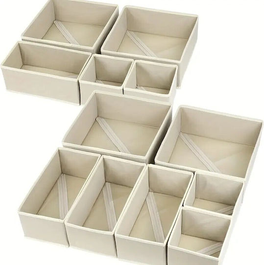 Stoff Schubladenorganisator für Socken / Unterwäsche / Krawatten in Weiß Farbe 6Stück