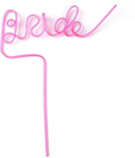Plastic Straws Flippy Bride Design Wedding Theme Diameter 0.5 Cm Pink