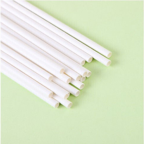 Set 100 Straws Flippy Paper 20 Cm Solid White Color