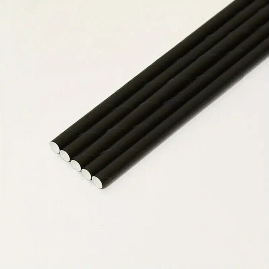 Set 100 Straws Flippy Paper 20 Cm Solid Color Black