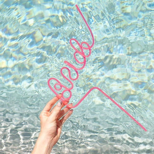 Plastic Straws Flippy Bride Design Wedding Theme Diameter 0.5 Cm Pink