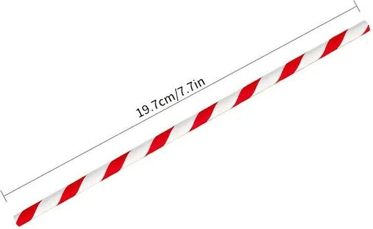 Set 16 Strohhalme Flippy Weihnachten Tisch Papier 19,7 Cm Weiß-Rot