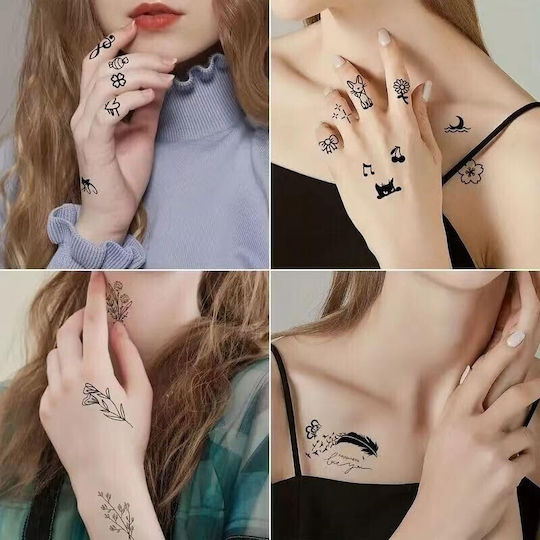Set 30 Temporary Tattoos Flippy Water-based Design 1 Black