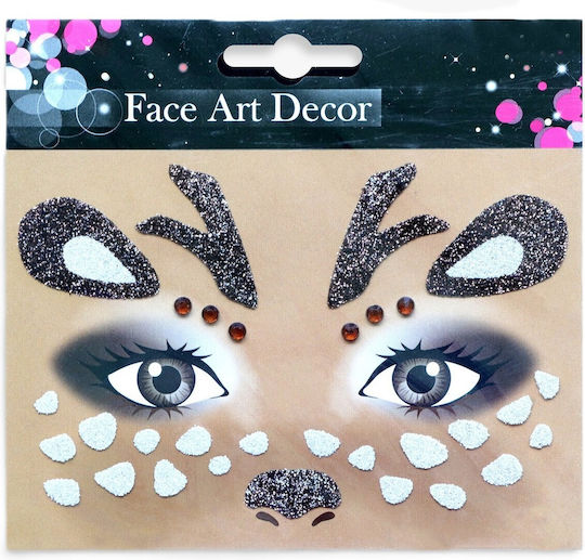 Temporary Face Sticker Flippy Makeup Face Art Halloween Theater Deer Pattern Brown