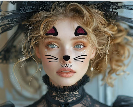 Temporary Face Sticker Flippy Makeup Face Art Halloween Theater Cat Design Purple