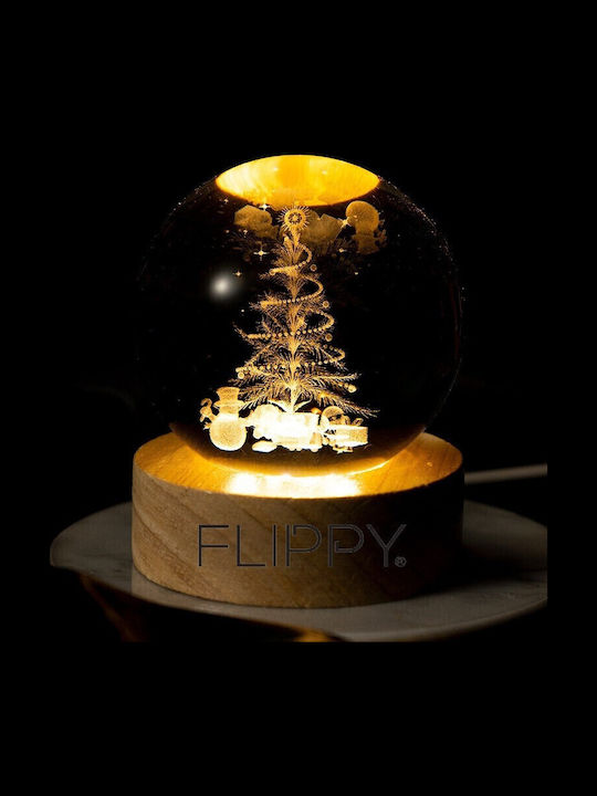 Crăciun Iluminată Ornamental Lampă facială cu Brazi Baterie 3x3cm 1buc