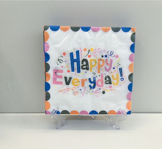 Set 20 Paper Napkins Flippy 33 X 33 Cm Happy Everyday Design Multicolor