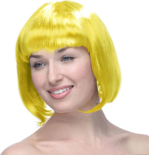 Perucă Cosplay Tuns Bob Flippy Cu Breton Carnaval Petreceri Tematice Halloween Mărime Unică Galbenă
