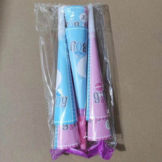 Set 6 Fluiere Gender Reveal Flippy Fată Băiat Carton 20 X 5 Cm Roz Albastru