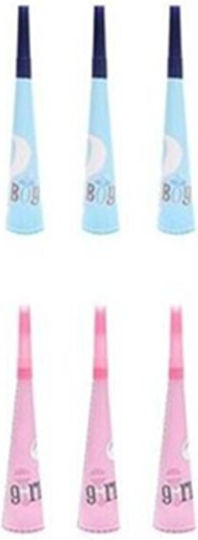 Set 6 Fluiere Gender Reveal Flippy Fată Băiat Carton 20 X 5 Cm Roz Albastru