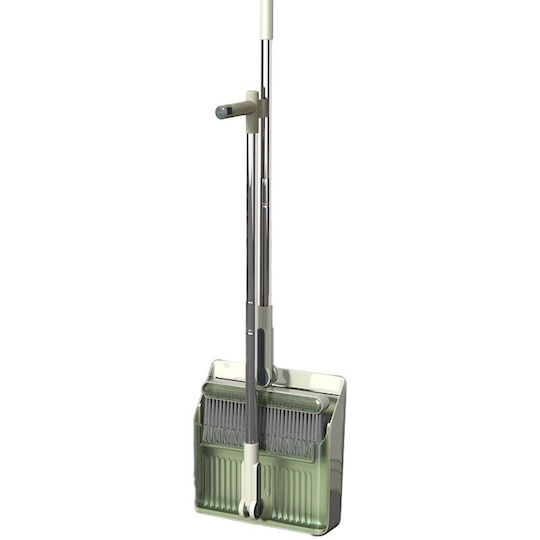 Set Mătură Flippy Cu Coș De Gunoi Mâner Pieptene Dinți Mătură Curățare Rotativă Pliabilă Detasabilă Oțel Inoxidabil Polipropilenă 99 X 30 Cm Verde