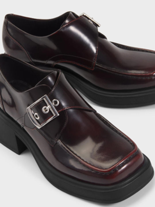 Dorah Leather Pointed Toe Heels With Medium Burgundy Heel