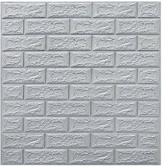 Set 10 Wall Stickers Flippy Self-adhesive 70 X 77 Cm 3.5 Mm Thickness 5.3 Sqm Coverage Pvc Brick Pattern Gray