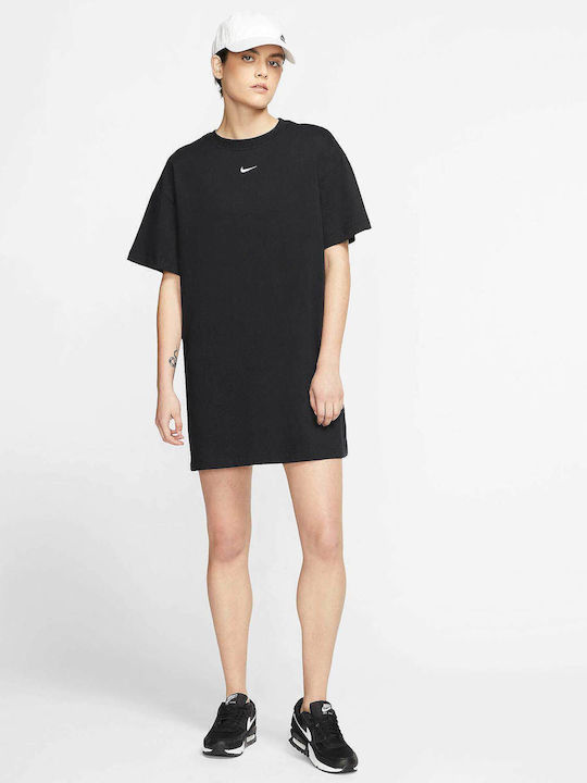Sportswear Essential Καλοκαιρινό Mini Αθλητικό Φόρεμα T-shirt Κοντομάνικο Μαύρο