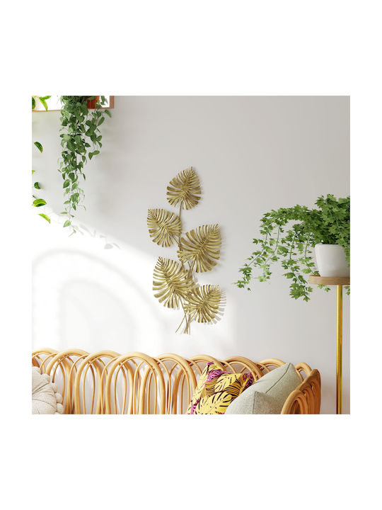 Homcom Metallic Gold Wall Decor 5 Monstera Leaves Including Mounting Accessories 83x2.5x39 cm 83c-161v00gd