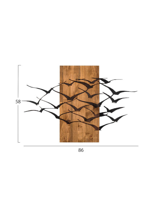 Homemarkt Wall Decor Birds Hm4805-metal Leaves Black-wood 86x3 Depth X58height