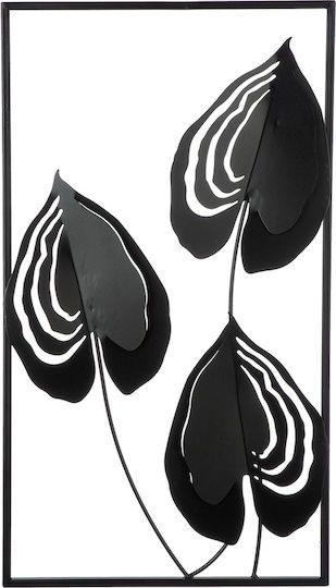 Embossed Wall Decor Leaf Pattern Metallic Black 2 Variety 30x2x55cm 30x2x55cm 4063387622209