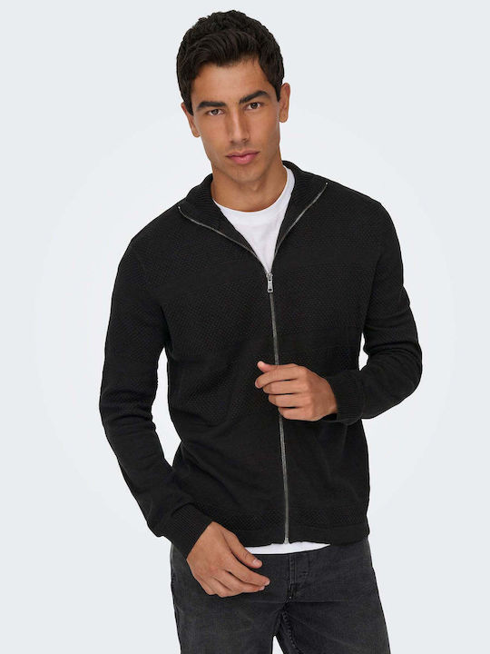 Cardigan Tricotat pentru Bărbați Black