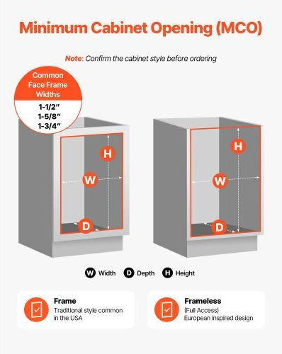 Vevor Plastic Grey Waste Bin for Cabinet 40.7x28.5x48.3cm