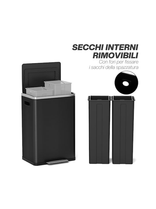 HomCom Waste Bin Recycling made of Stainless Steel Black 20lt 1pcs