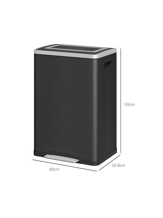HomCom Waste Bin Recycling made of Stainless Steel Black 20lt 1pcs
