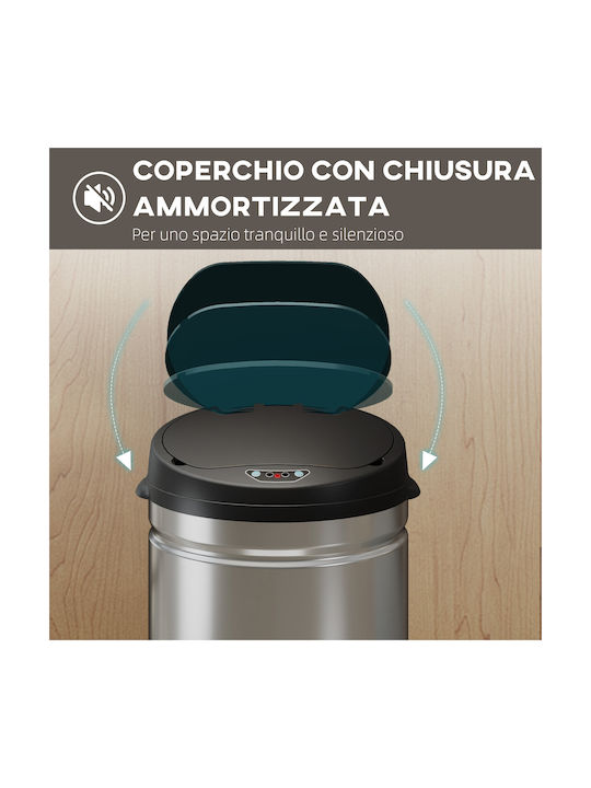 HomCom Waste Bin from Stainless Steel with Sensor Black 42lt