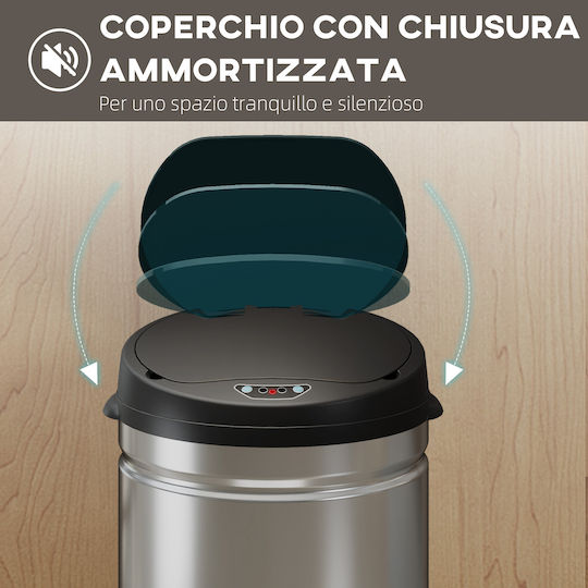 HomCom HomCom Mülleimer aus Inox mit Sensor 42l Silber