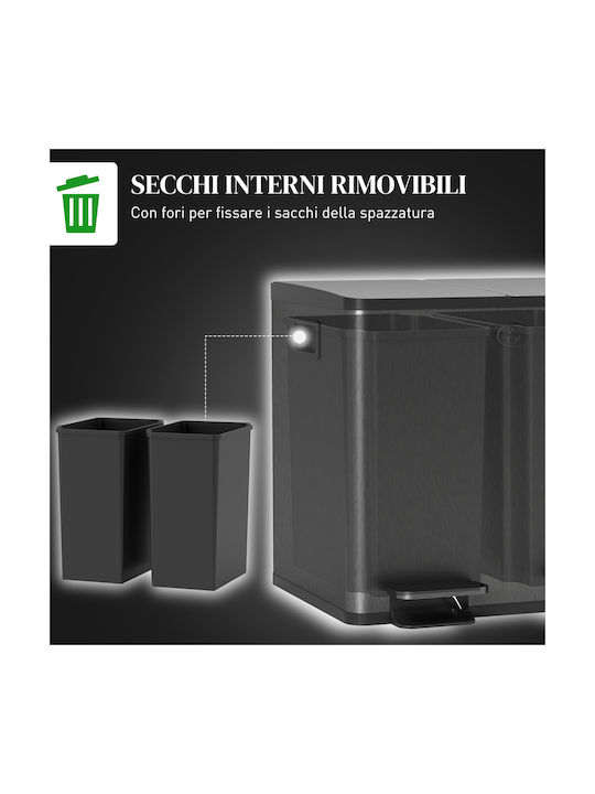 HomCom Waste Bin Recycling made of Stainless Steel Black 15lt 1pcs