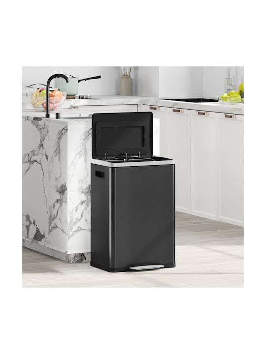 HomCom Waste Bin Recycling made of Stainless Steel Black 20lt 1pcs