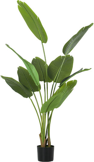 Homcom Artificial Plant Height 160 cm 10 Leaves Green Peva Pot Diameter Ø16.5x13.5 cm 830-982v00gn