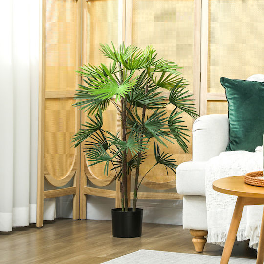 Homcom Artificial Palm Tree 90 cm 24 Green Plastic Leaves Pot Diameter Ø16.5x13.5 cm 830-984v00gn