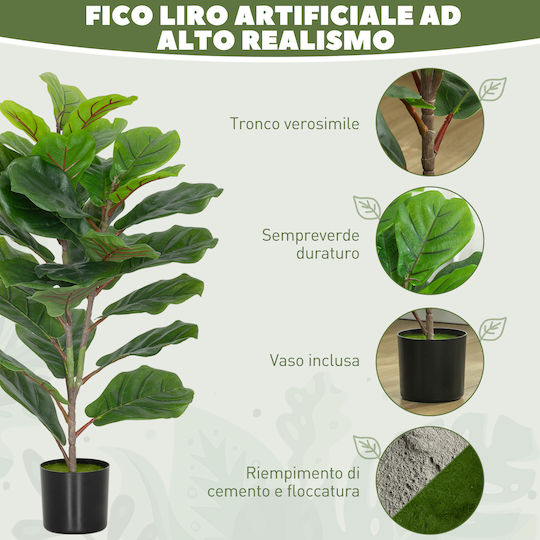 Homcom Τεχνητό Φυτό Ficus Lyrata Ύψους 80 Εκ Εσωτερικούς Χώρους Γλάστρα Διακόσμηση Σπίτι Γραφείο Πράσινο 83c-056v00gn