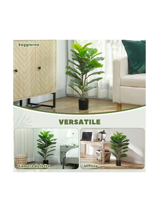 Homcom Artificial Plant Ficus Lyrata Height 80 cm Indoor Spaces Pot Decoration Home Office Green 83c-056v00gn
