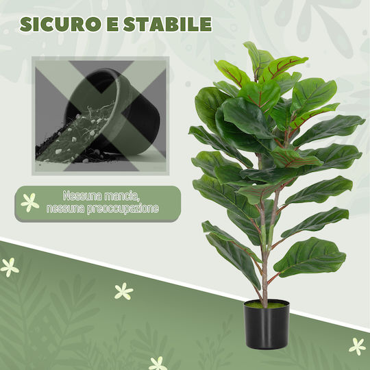 Homcom Τεχνητό Φυτό Ficus Lyrata Ύψους 80 Εκ Εσωτερικούς Χώρους Γλάστρα Διακόσμηση Σπίτι Γραφείο Πράσινο 83c-056v00gn