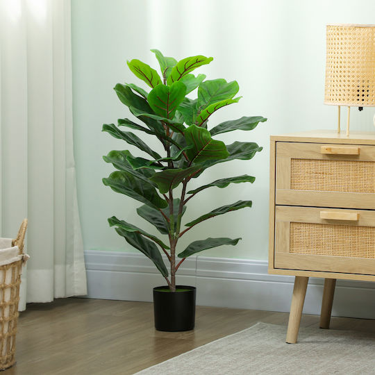 Homcom Τεχνητό Φυτό Ficus Lyrata Ύψους 80 Εκ Εσωτερικούς Χώρους Γλάστρα Διακόσμηση Σπίτι Γραφείο Πράσινο 83c-056v00gn