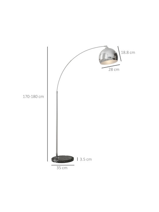 HomCom Vintage Floor Lamp with Socket for Bulb E27 Silver