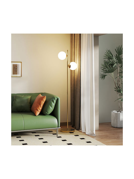 HomCom Lampa de podea Î165xL28cm. cu Soclu pentru Bec E27 Auriu