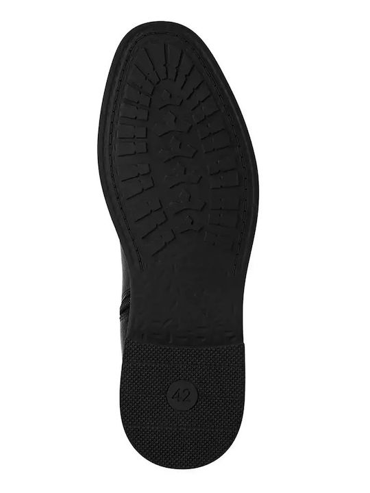 Leather Black Men's Boots with Zipper