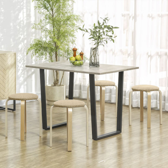 Stool For Kitchen Upholstered with Fabric Haki 4pcs