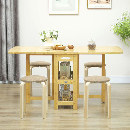 Stool For Kitchen Upholstered with Fabric Haki 4pcs