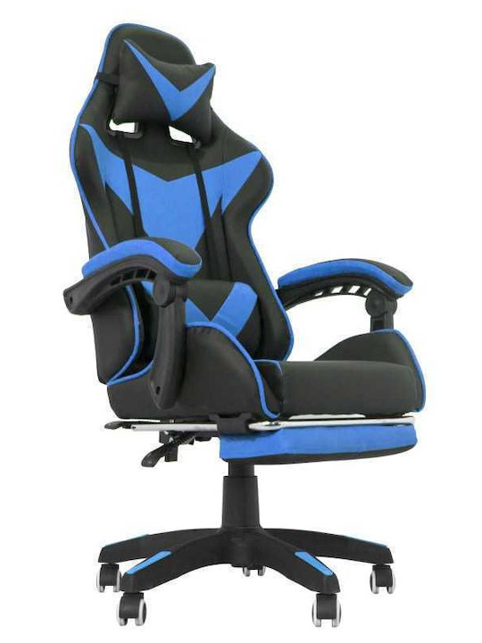 Καρέκλα Gaming Δερματίνης με Υποπόδιο Μπλε