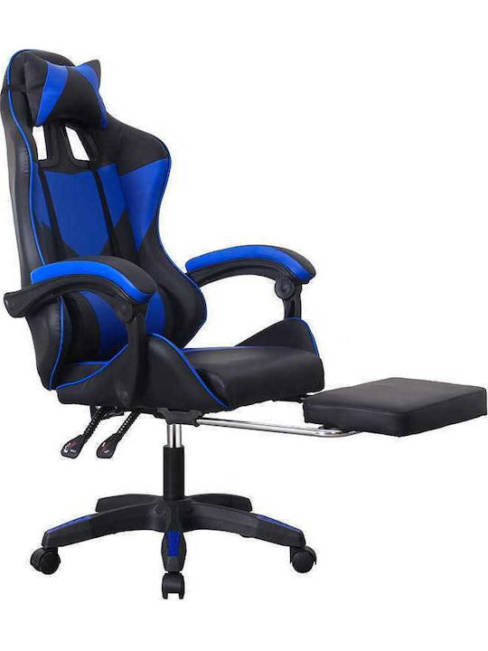 Καρέκλα Gaming Δερματίνης με Υποπόδιο Μπλε