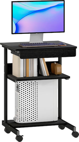 Computer Office Wooden Black with Metal Legs 56x51x79cm