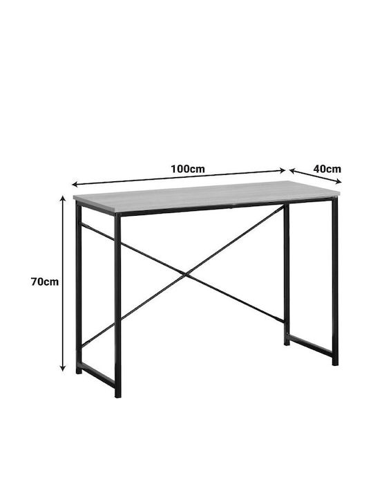 Desk Bailon Wooden Oak, Μαύρο with Metal Legs 100x40x70cm