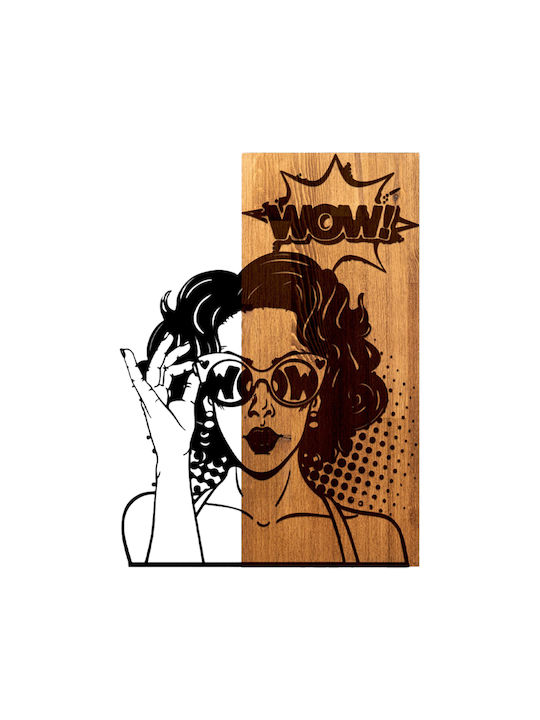 Homemarkt Wall Decor Woman Face Hm4758-metal Leaves Black-wood 42x3 Depth X58h
