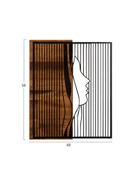 Homemarkt Διακοσμητικο Τοιχου Προφιλ Γυναικας Hm4801-φυλλα Μεταλλου-ξυλο 48x3 Βάθος X58υεκ