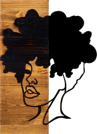Homemarkt Wanddekoration Figur Frau Hm4750-Blätter Metallisch-Holz 35x3 Tiefe X50H